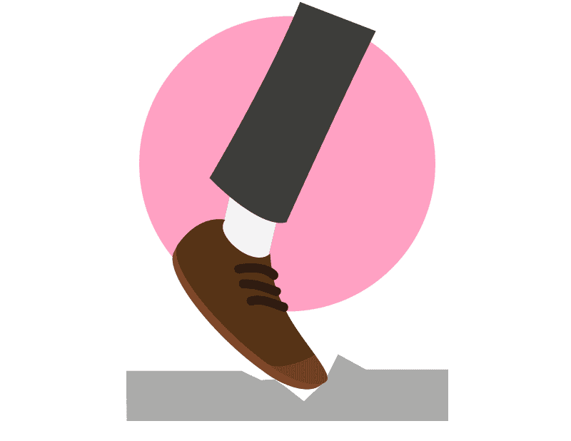 A foot tripping on uneven flooring