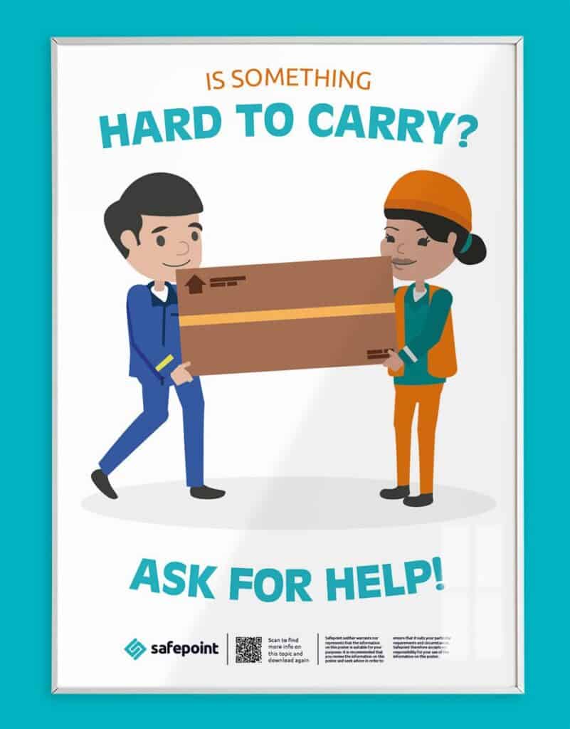 A free warehouse safety poster on safe manual handling practices