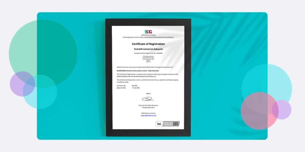 Safepoint's BS8484 2022 accreditation certificate