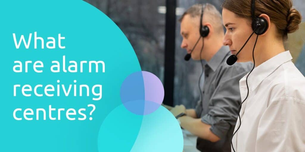 Two alarm receiving centre emergency responders with headsets