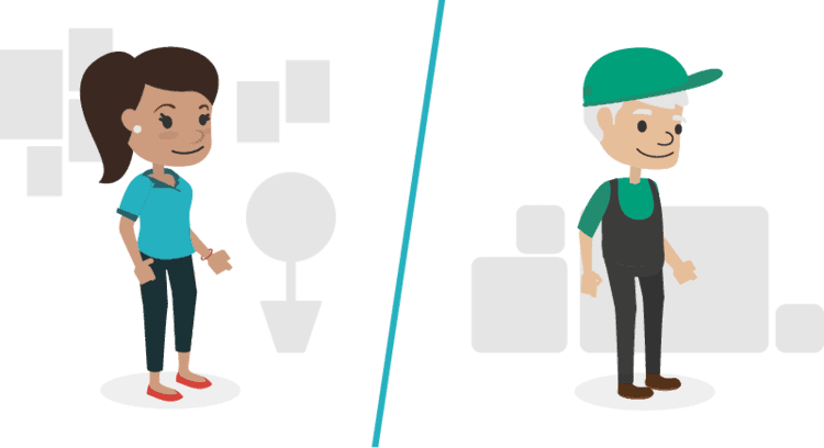 A healthcare worker standing next to a farmer