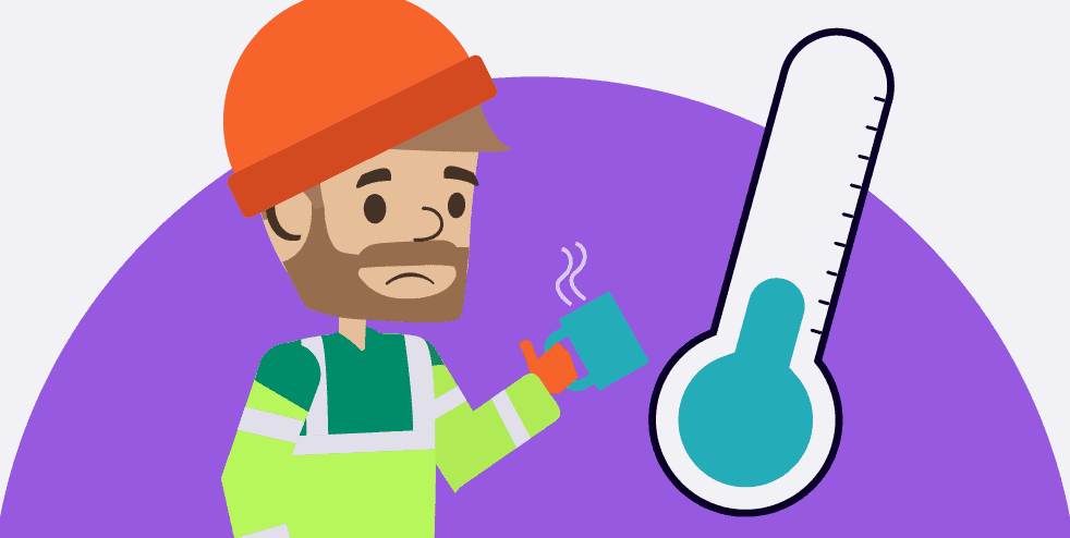 An employee looking sad as he works in cold temperatures