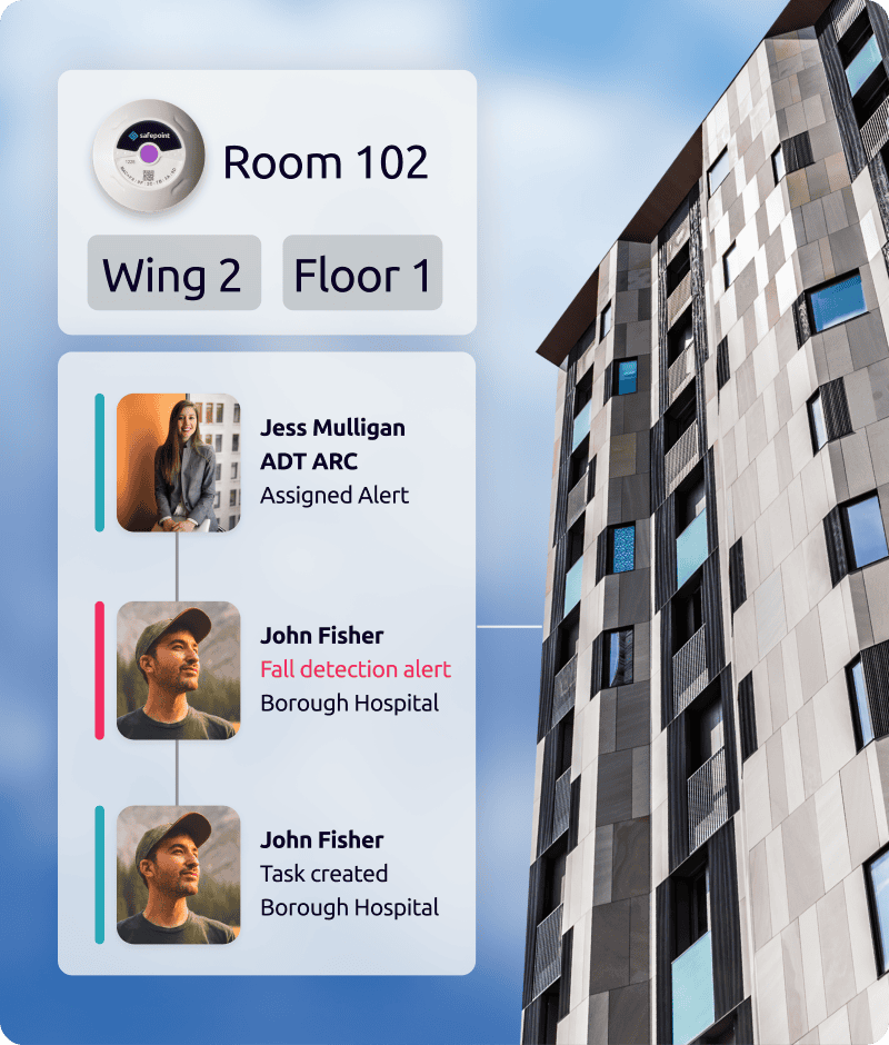A demonstration of Safepoint location beacons fitted to rooms of a multi-storey hotel.