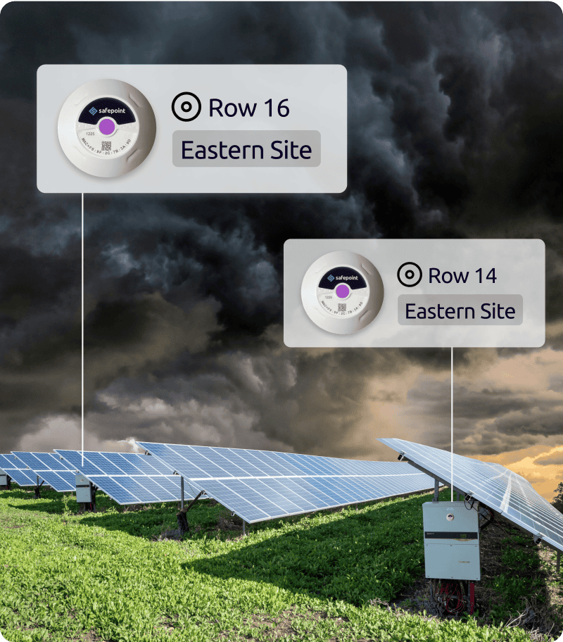 Location beacons attached to solar panels