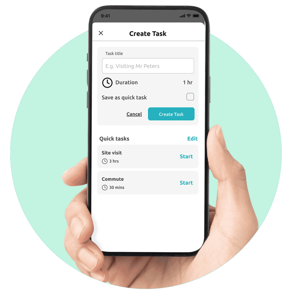 A timed safety task being created on the lone working app