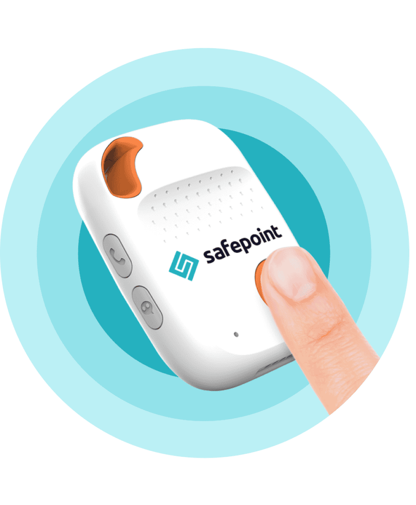 A lone worker pressing a device's sos button