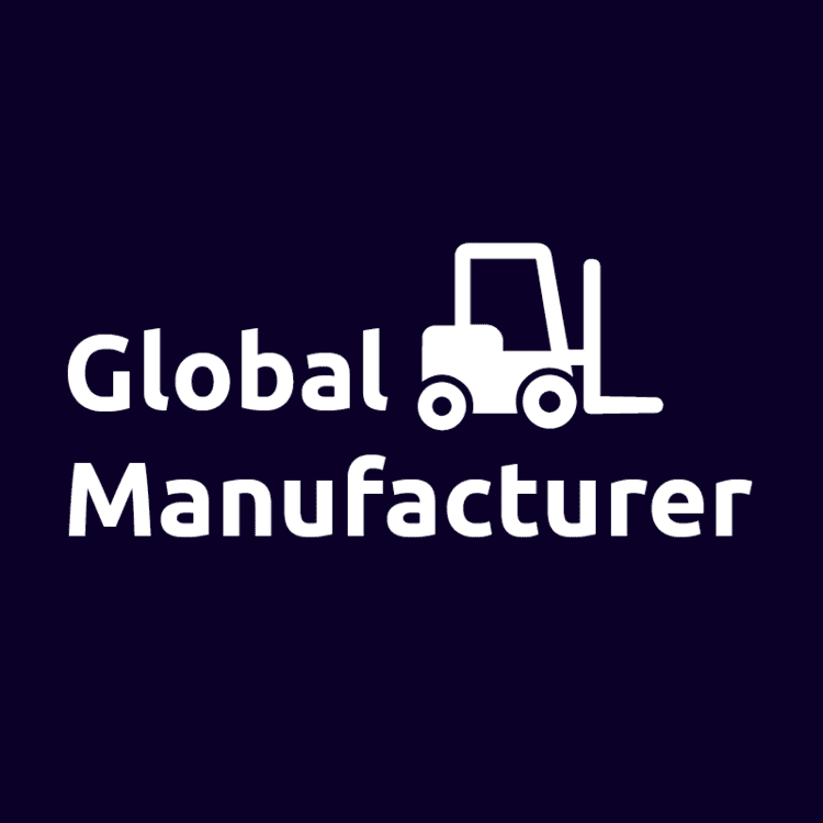 A title of 'global manufacturer' with a forklift