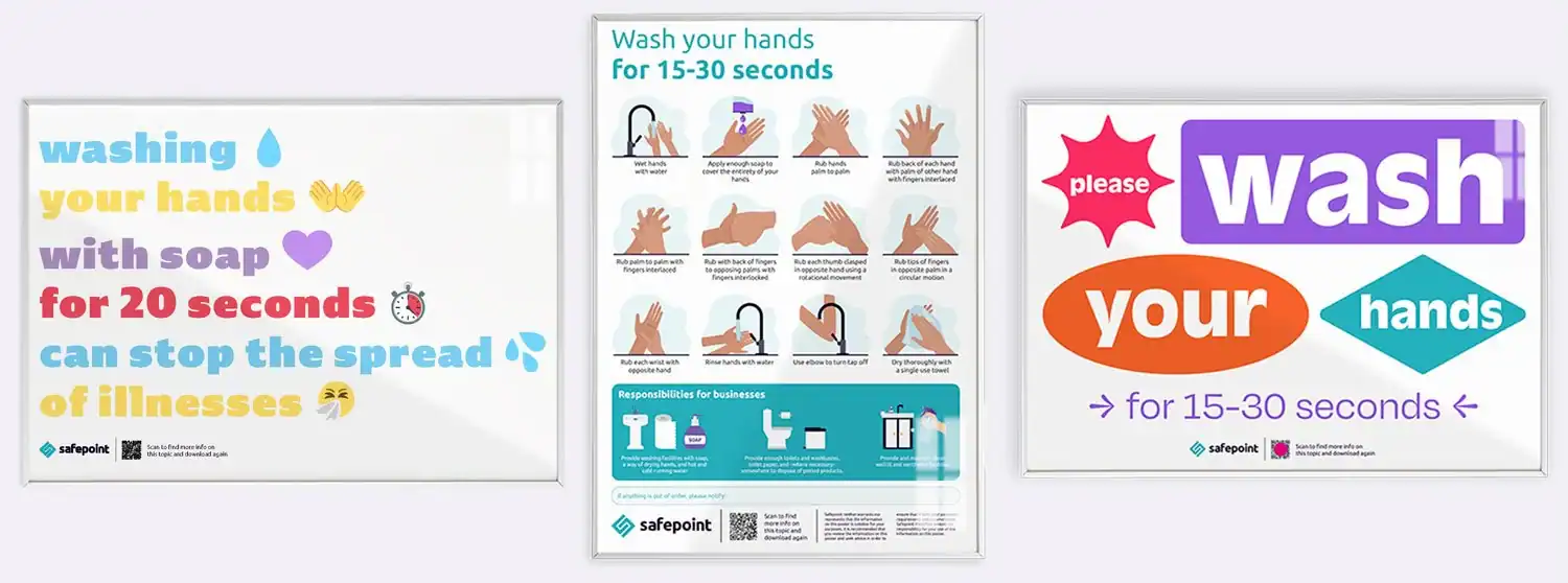 Safepoint free handwashing poster set